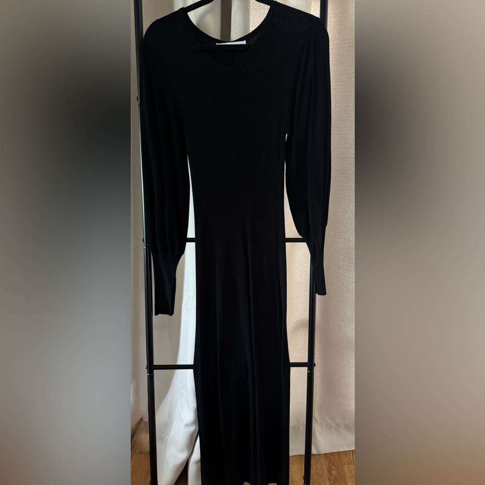 Zara Black Cocktail Dress with Bishop Sleeves